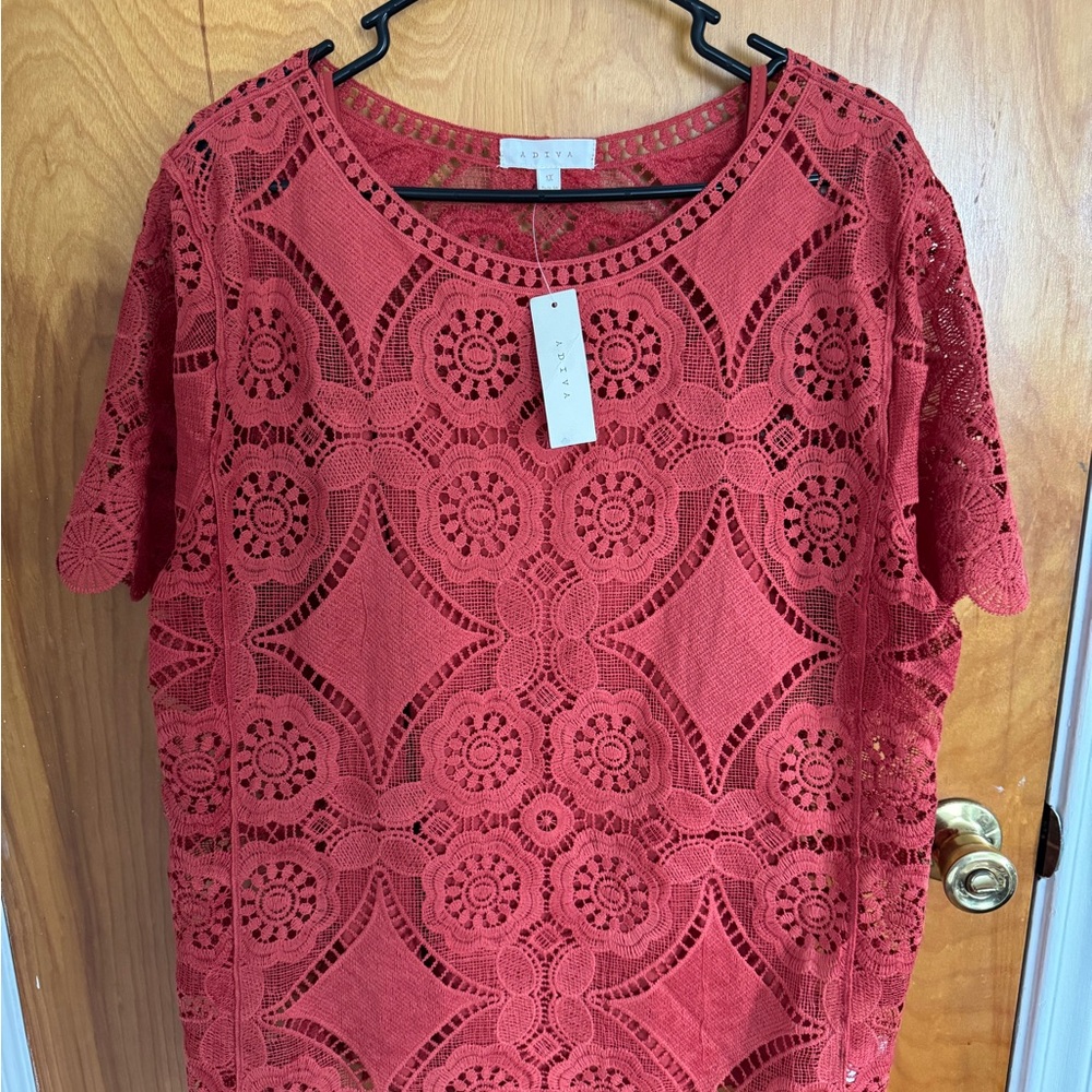 Adiva Orange Graphic Boxy Blouse Short Sleeve